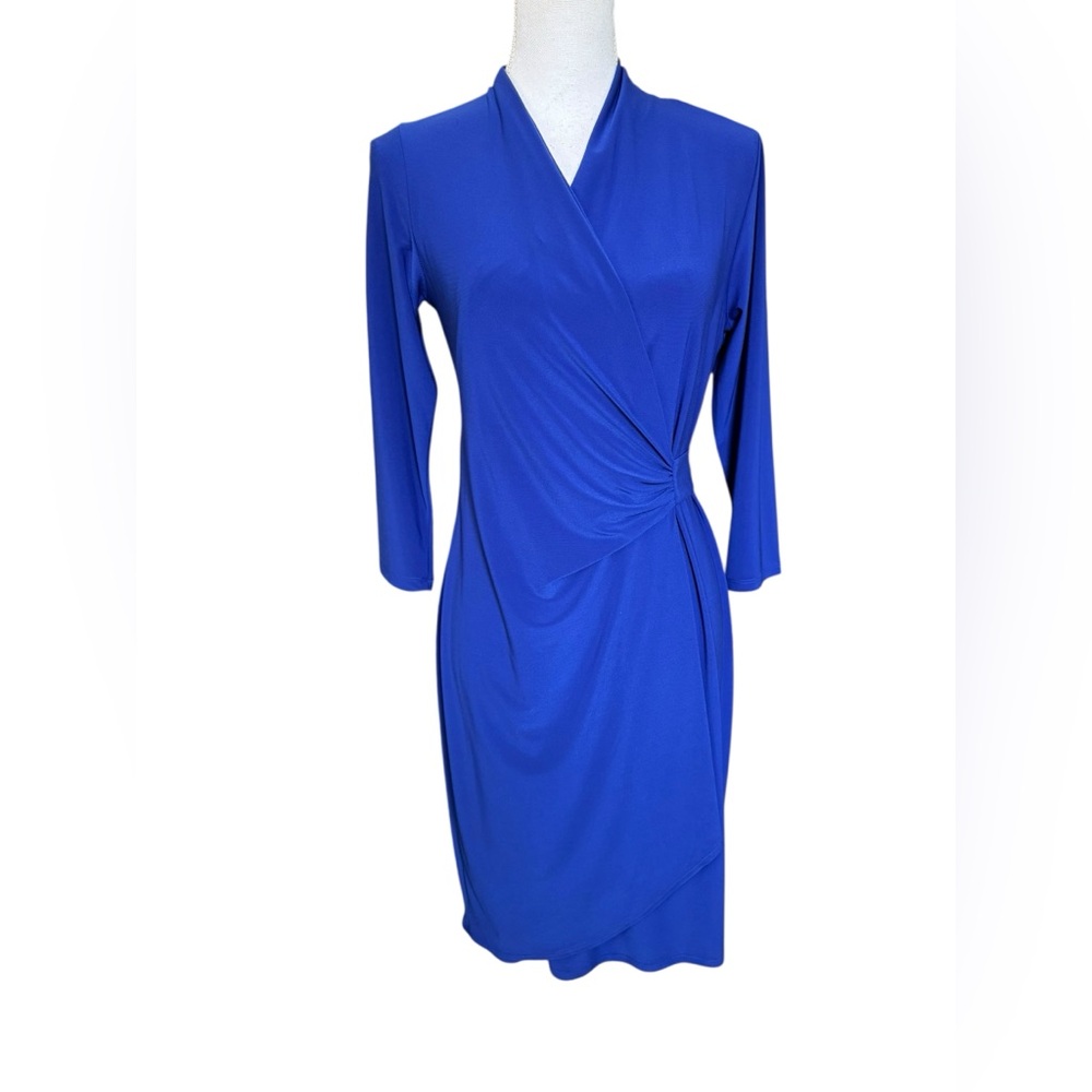 Clara sun woo  royal blue 3/4 sleeve faux wrap  dress size XS